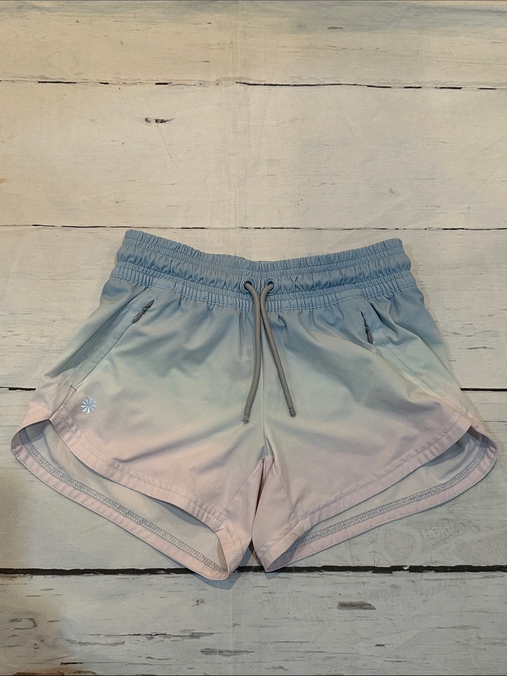 Athleta Girl Ombre Pastel Drawstring Shorts in Light Blue and Pink size 8-10